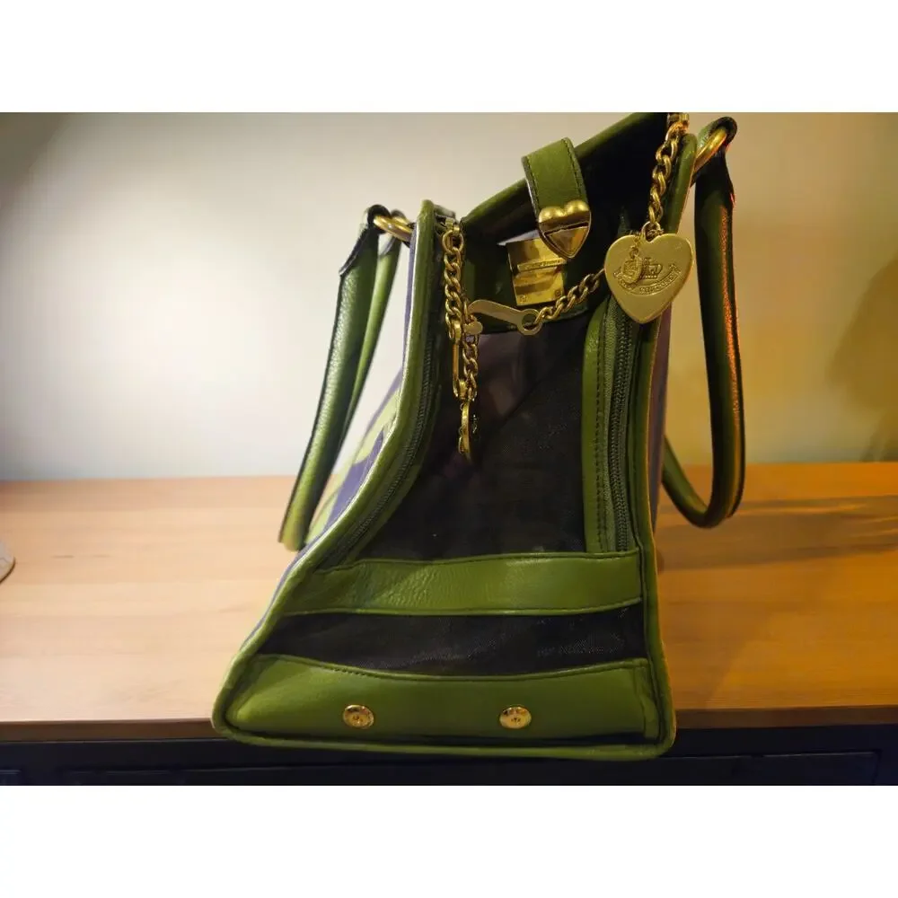 Vintage Y2K Juicy Couture Pet Dog/Cat Carrier Green & Blue Velour